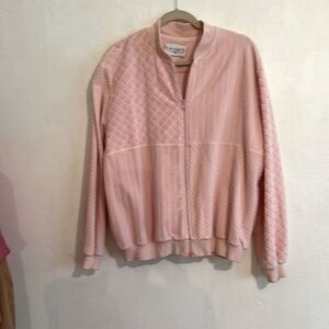 Knight’s Light Pink Quilted Long Sleeve Zip Front Bomber Jacket/ Sweater Size L